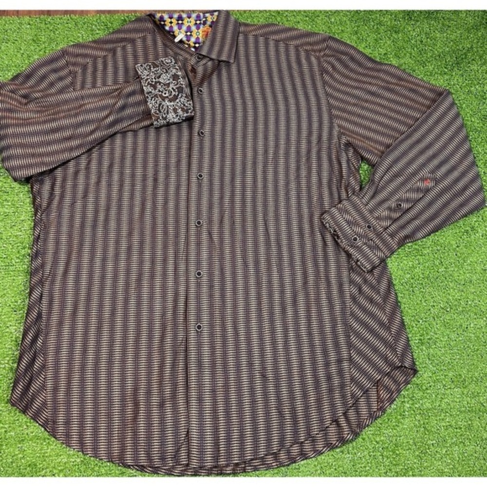 Robert Graham  XL Button Down Shirt Causual Button Up Flip Cuff Geometric Patter